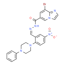 ChemSpider 2D Image | 8-Bromo-N'-{(Z)-[5-nitro-2-(4-phenyl-1-piperazinyl)phenyl]methylene}imidazo[1,2-a]pyridine-6-carbohydrazide | C25H22BrN7O3