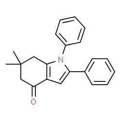 ChemSpider 2D Image | 6,6-Dimethyl-1,2-diphenyl-1,5,6,7-tetrahydro-4H-indol-4-one | C22H21NO