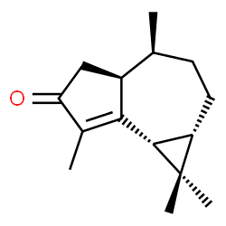 ChemSpider 2D Image | (1aS,4S,4aS,7bR)-1,1,4,7-Tetramethyl-1,1a,2,3,4,4a,5,7b-octahydro-6H-cyclopropa[e]azulen-6-one | C15H22O