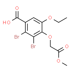 ChemSpider 2D Image | 2,3-Dibromo-5-ethoxy-4-(2-methoxy-2-oxoethoxy)benzoic acid | C12H12Br2O6