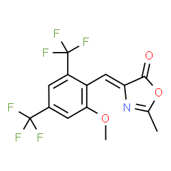 ChemSpider 2D Image | (4Z)-4-[2-Methoxy-4,6-bis(trifluoromethyl)benzylidene]-2-methyl-1,3-oxazol-5(4H)-one | C14H9F6NO3