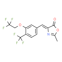 ChemSpider 2D Image | (4Z)-2-Methyl-4-[3-(2,2,2-trifluoroethoxy)-4-(trifluoromethyl)benzylidene]-1,3-oxazol-5(4H)-one | C14H9F6NO3