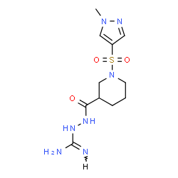 ChemSpider 2D Image | 2-({1-[(1-Methyl-1H-pyrazol-4-yl)sulfonyl]-3-piperidinyl}carbonyl)hydrazinecarboximidamide | C11H19N7O3S