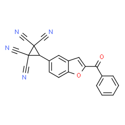 ChemSpider 2D Image | 3-(2-Benzoyl-1-benzofuran-5-yl)-1,1,2,2-cyclopropanetetracarbonitrile | C22H10N4O2