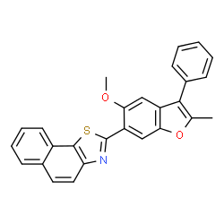 ChemSpider 2D Image | 2-(5-Methoxy-2-methyl-3-phenyl-1-benzofuran-6-yl)naphtho[2,1-d][1,3]thiazole | C27H19NO2S