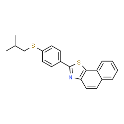 ChemSpider 2D Image | 2-[4-(Isobutylsulfanyl)phenyl]naphtho[2,1-d][1,3]thiazole | C21H19NS2