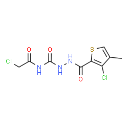 ChemSpider 2D Image | N-(Chloroacetyl)-2-[(3-chloro-4-methyl-2-thienyl)carbonyl]hydrazinecarboxamide | C9H9Cl2N3O3S