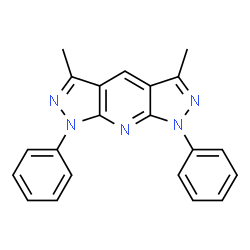ChemSpider 2D Image | 3,5-Dimethyl-1,7-diphenyl-1,7-dihydrodipyrazolo[3,4-b:4',3'-e]pyridine | C21H17N5