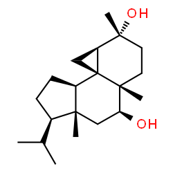 ChemSpider 2D Image | (1R,3aR,3bR,4aR,5R,7aS,8S,9aR)-1-Isopropyl-5,7a,9a-trimethyldodecahydro-1H-cyclopenta[a]cyclopropa[i]naphthalene-5,8-diol | C20H34O2