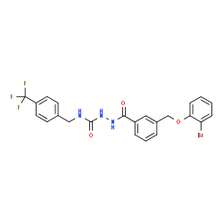 ChemSpider 2D Image | 2-{3-[(2-Bromophenoxy)methyl]benzoyl}-N-[4-(trifluoromethyl)benzyl]hydrazinecarboxamide | C23H19BrF3N3O3