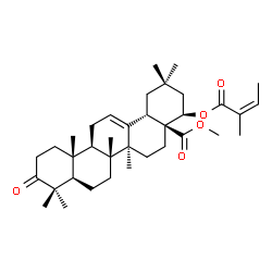 ChemSpider 2D Image | Methyl (22beta)-22-{[(2Z)-2-methyl-2-butenoyl]oxy}-3-oxoolean-12-en-28-oate | C36H54O5