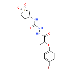 ChemSpider 2D Image | 2-[2-(4-Bromophenoxy)propanoyl]-N-(1,1-dioxidotetrahydro-3-thiophenyl)hydrazinecarboxamide | C14H18BrN3O5S