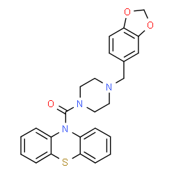 ChemSpider 2D Image | [4-(1,3-Benzodioxol-5-ylmethyl)-1-piperazinyl](10H-phenothiazin-10-yl)methanone | C25H23N3O3S