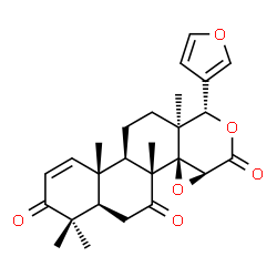 ChemSpider 2D Image | (4aR,6aR,6bR,7aS,10S,10aS,12aR,12bS)-10-(3-Furyl)-4,4,6a,10a,12b-pentamethyl-4a,6a,10,10a,11,12,12a,12b-octahydronaphtho[2,1-f]oxireno[d]isochromene-3,6,8(4H,5H,7aH)-trione | C26H30O6