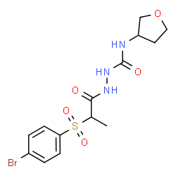 ChemSpider 2D Image | 2-{2-[(4-Bromophenyl)sulfonyl]propanoyl}-N-(tetrahydro-3-furanyl)hydrazinecarboxamide | C14H18BrN3O5S