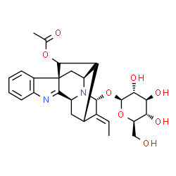 ChemSpider 2D Image | (7beta,17R,19E,21alpha)-21-(beta-D-Glucopyranosyloxy)-1,2-didehydro-2,7-dihydro-7,17-cyclosarpagan-17-yl acetate | C27H32N2O8