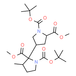 ChemSpider 2D Image | 2,5'-Dimethyl 1,1'-bis(2-methyl-2-propanyl) 3-methyl-2,3'-bipyrrolidine-1,1',2,5'-tetracarboxylate | C23H38N2O8