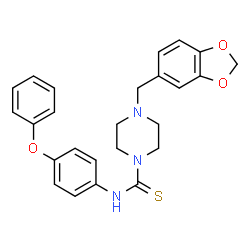 ChemSpider 2D Image | 4-(1,3-Benzodioxol-5-ylmethyl)-N-(4-phenoxyphenyl)-1-piperazinecarbothioamide | C25H25N3O3S