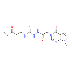 ChemSpider 2D Image | Methyl N-({2-[(1-methyl-4-oxo-1,4-dihydro-5H-pyrazolo[3,4-d]pyrimidin-5-yl)acetyl]hydrazino}carbonyl)-beta-alaninate | C13H17N7O5