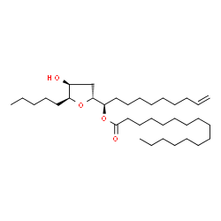 ChemSpider 2D Image | (1R)-1-[(2R,4S,5S)-4-Hydroxy-5-pentyltetrahydro-2-furanyl]-9-decen-1-yl palmitate | C35H66O4