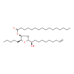 ChemSpider 2D Image | (2S,3S,5R)-5-[(1R)-1-Hydroxy-9-decen-1-yl]-2-pentyltetrahydro-3-furanyl palmitate | C35H66O4