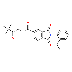 ChemSpider 2D Image | 3,3-Dimethyl-2-oxobutyl 2-(2-ethylphenyl)-1,3-dioxo-5-isoindolinecarboxylate | C23H23NO5