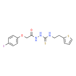 ChemSpider 2D Image | 2-[(4-Iodophenoxy)acetyl]-N-[2-(2-thienyl)ethyl]hydrazinecarbothioamide | C15H16IN3O2S2