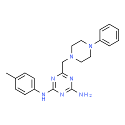 ChemSpider 2D Image | 6-((4-phenylpiperazin-1-yl)methyl)-N2-p-tolyl-1,3,5-triazine-2,4-diamine | C21H25N7