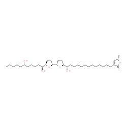 ChemSpider 2D Image | (5S)-3-[(13S)-13-{(2S,2'S,5S,5'R)-5'-[(1S)-1,6-Dihydroxyundecyl]octahydro-2,2'-bifuran-5-yl}-13-hydroxytridecyl]-5-methyl-2(5H)-furanone | C37H66O7