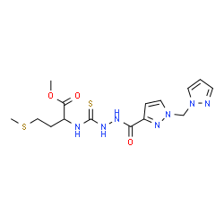 ChemSpider 2D Image | Methyl N-[(2-{[1-(1H-pyrazol-1-ylmethyl)-1H-pyrazol-3-yl]carbonyl}hydrazino)carbonothioyl]methioninate | C15H21N7O3S2