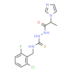 ChemSpider 2D Image | N-(2-Chloro-6-fluorobenzyl)-2-[2-(1H-imidazol-1-yl)propanoyl]hydrazinecarbothioamide | C14H15ClFN5OS