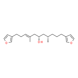 ChemSpider 2D Image | (3E,6S,8S)-1,11-Di(3-furyl)-4,8-dimethyl-3-undecen-6-ol | C21H30O3