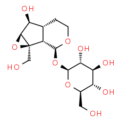 ChemSpider 2D Image | (1aS,1bS,2S,5aR,6S,6aS)-6-Hydroxy-1a-(hydroxymethyl)octahydrooxireno[4,5]cyclopenta[1,2-c]pyran-2-yl beta-D-glucopyranoside | C15H24O10