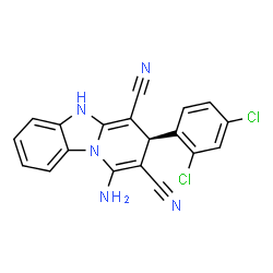 ChemSpider 2D Image | (3S)-1-Amino-3-(2,4-dichlorophenyl)-3,5-dihydropyrido[1,2-a]benzimidazole-2,4-dicarbonitrile | C19H11Cl2N5