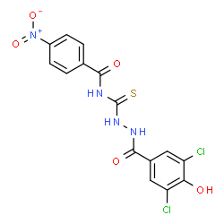 ChemSpider 2D Image | N-{[2-(3,5-Dichloro-4-hydroxybenzoyl)hydrazino]carbonothioyl}-4-nitrobenzamide | C15H10Cl2N4O5S