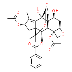 ChemSpider 2D Image | (1S,2S,3R,4S,7R,9S,10S,11S,14S)-4,14-Diacetoxy-9,11-dihydroxy-10,13,16,16-tetramethyl-18-oxo-6,17-dioxapentacyclo[9.4.3.0~1,12~.0~3,10~.0~4,7~]octadec-12-en-2-yl benzoate | C31H36O11