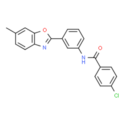 ChemSpider 2D Image | 4-Chloro-N-[3-(6-methyl-1,3-benzoxazol-2-yl)phenyl]benzamide | C21H15ClN2O2