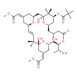 ChemSpider 2D Image | (1S,3S,5Z,7R,8E,11R,13Z,15S,17R,21R,23R,25S)-1,11,21-Trihydroxy-17-[(1R)-1-hydroxyethyl]-5,13-bis(2-methoxy-2-oxoethylidene)-10,10,26,26-tetramethyl-19-oxo-18,27,28,29-tetraoxatetracyclo[21.3.1.1~3,7~
.1~11,15~]nonacos-8-en-25-yl 2,2-dimethylpropanoate | C42H64O15