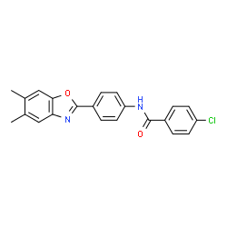 ChemSpider 2D Image | 4-Chloro-N-[4-(5,6-dimethyl-1,3-benzoxazol-2-yl)phenyl]benzamide | C22H17ClN2O2