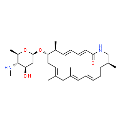 ChemSpider 2D Image | (3E,5E,7S,8S,10E,13E,15E,19S)-7,11,13,19-Tetramethyl-2-oxoazacycloicosa-3,5,10,13,15-pentaen-8-yl 2,4,6-trideoxy-4-(methylamino)-beta-D-arabino-hexopyranoside | C30H48N2O4