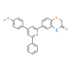 ChemSpider 2D Image | 6-[4-(4-Methoxyphenyl)-6-phenyl-2-pyridinyl]-2H-1,4-benzoxazin-3(4H)-one | C26H20N2O3