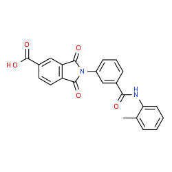 ChemSpider 2D Image | 2-{3-[(2-Methylphenyl)carbamoyl]phenyl}-1,3-dioxo-5-isoindolinecarboxylic acid | C23H16N2O5