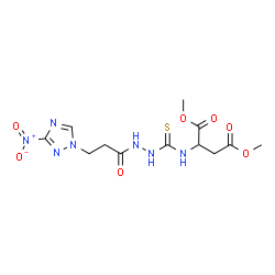 ChemSpider 2D Image | Dimethyl N-({2-[3-(3-nitro-1H-1,2,4-triazol-1-yl)propanoyl]hydrazino}carbonothioyl)aspartate | C12H17N7O7S