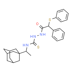 ChemSpider 2D Image | N-[1-(Adamantan-1-yl)ethyl]-2-[phenyl(phenylsulfanyl)acetyl]hydrazinecarbothioamide | C27H33N3OS2