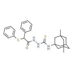 ChemSpider 2D Image | N-(3,5-Dimethyladamantan-1-yl)-2-[phenyl(phenylsulfanyl)acetyl]hydrazinecarbothioamide | C27H33N3OS2