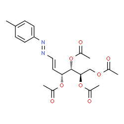 ChemSpider 2D Image | (1E)-3,4,5,6-Tetra-O-acetyl-1,2-dideoxy-1-[(E)-(4-methylphenyl)diazenyl]-D-arabino-hex-1-enitol | C21H26N2O8