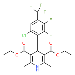 ChemSpider 2D Image | Diethyl 4-[6-chloro-2,3-difluoro-4-(trifluoromethyl)phenyl]-2,6-dimethyl-1,4-dihydro-3,5-pyridinedicarboxylate | C20H19ClF5NO4