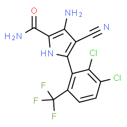 ChemSpider 2D Image | 3-Amino-4-cyano-5-[2,3-dichloro-6-(trifluoromethyl)phenyl]-1H-pyrrole-2-carboxamide | C13H7Cl2F3N4O