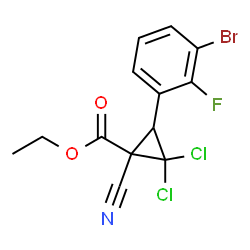 ChemSpider 2D Image | Ethyl 3-(3-bromo-2-fluorophenyl)-2,2-dichloro-1-cyanocyclopropanecarboxylate | C13H9BrCl2FNO2