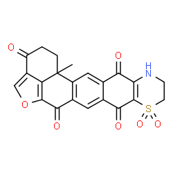 ChemSpider 2D Image | 14b-Methyl-1,11,12,14b-tetrahydrofuro[4',3',2':4,5]tetrapheno[9,10-b][1,4]thiazine-3,6,8,13(2H,10H)-tetrone 9,9-dioxide | C22H15NO7S